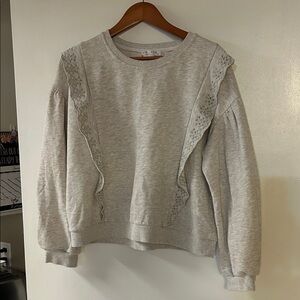 Stylish Gray Ruffle Sleeve Top